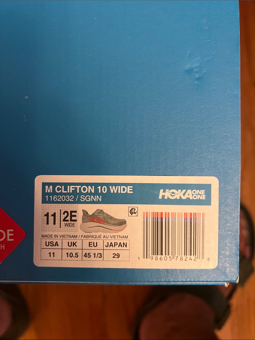 Hoka One One Men's Clifton 10 Wide — Gray with Orange Accents